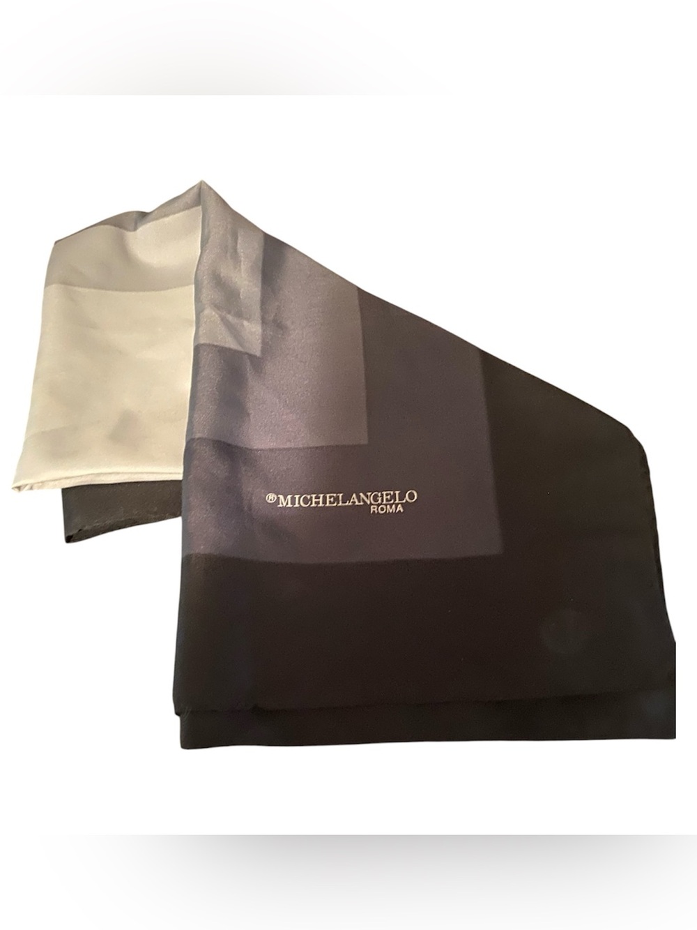 Vintage ~Michelangelo Black/Gray Silk Pocket Square Scarf